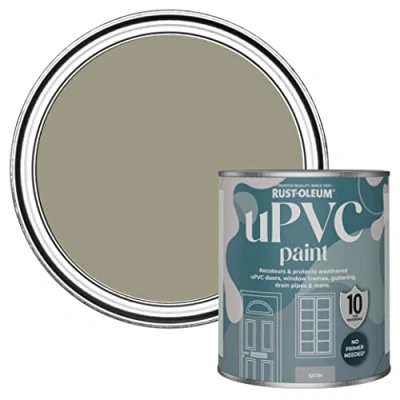 Image of Rust Oleum Green uPVC Door and Window Paint In Satin Finish Grounded 750ml