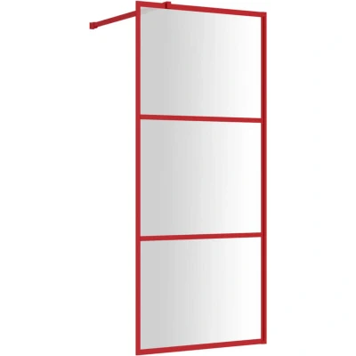 Image of vidaXL Walk in Shower Wall with Clear ESG Glass Red 80x195 cm