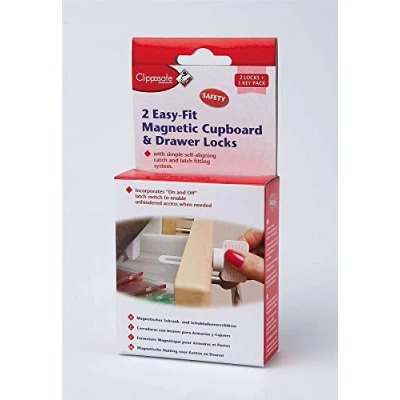 Image of Clippasafe Easy Fit Magnetic Cupboard/Drawer Locks Includes Two and one Key