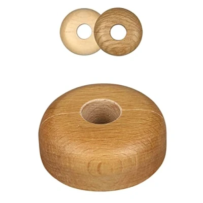 Image of 2 Pieces Pipe Covers, Solid Wood, for diameters: 15mm, 19mm, 22mm; Radiator Collars/Heating Rings/Surrounds/Roses, Real Wood: Maple, Beech, Oak, (15mm, Beech)