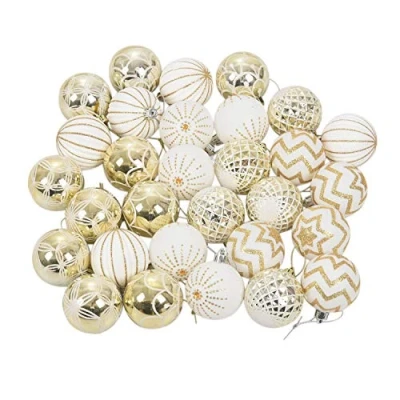Image of Jufjsfy 30Pcs Decor High Qulity White Gold Ball Ornament Bauble