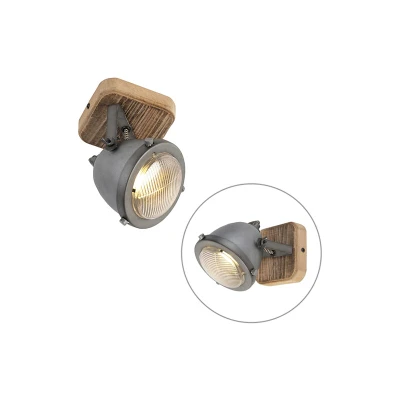 Image of Qazqa Smart Spotlight Ceiling Steel I Nickel Matt Satin with Wood incl. WiFi GU10 Adjustable Emado Industrial LED 1 Way Light Spotway Suitable for Living Room Kit