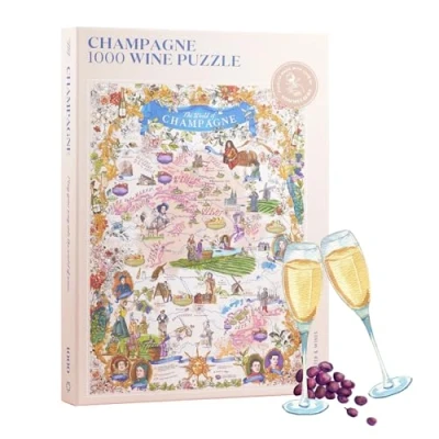 Image of Wine puzzle Champagne Exciting and educational jigsaw 1000 piece for adults Unique Hand drawn map of
