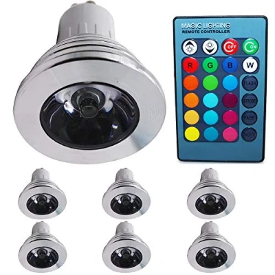 Image of LED Spot Bulb 3W Downlights Cool White 6000K with Remote Control Dimmable, Energy Saving Color Changing RGB GU10 for Home Party Indoor, 6 Pack