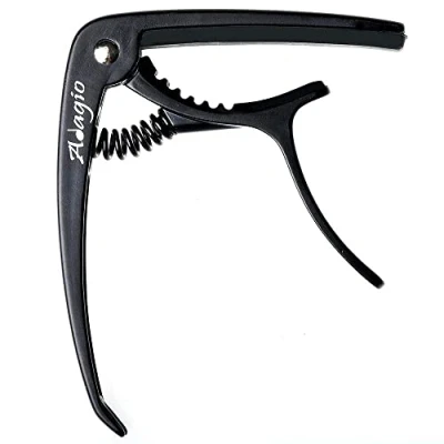Image of Adagio PRO DELUXE CAPO Suitable For Acoustic &amp; Electric Guitars With Quick Release And Peg Puller In Black RRP £10.99 Retail Packed