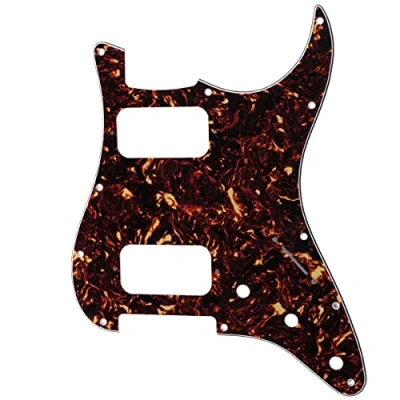 Image of Musiclily Pro 11 Holes Round Corner HH Strat Pickguard 2 Humbuckers for American/Mexican Fender Standard Stratocaster Electric Guitar, 4Ply Tortoise Shell