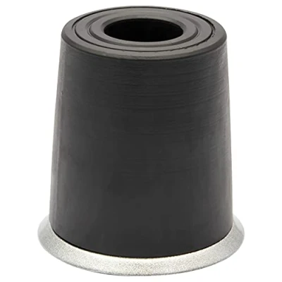 Image of WAGNER Doorstop Volcano MIDI Ø 35 x 36 mm, Black Buffer Made of die cast zinc with Stainless Steel Look and Solid Rubber, to be Screwed on Floors 15208011