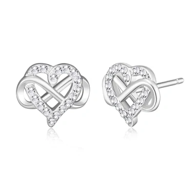 Image of Philip Jones Silver Plated Infinity Heart Stud Earrings Created with Zircondia® Crystals