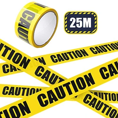 Image of Warning Tape, Yellow Caution Tape Roll Safety Floor for Carpet, Black/Yellow Hazard Adhesive Marking Barrier Workplace/Danger Areas or Halloween Birthday Party (4.8cm * 25m)
