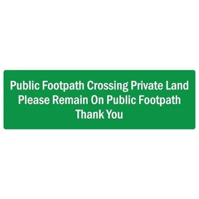 Image of Public footpath crossing private land safety sign 3mm Aluminium (300mm x 100mm)