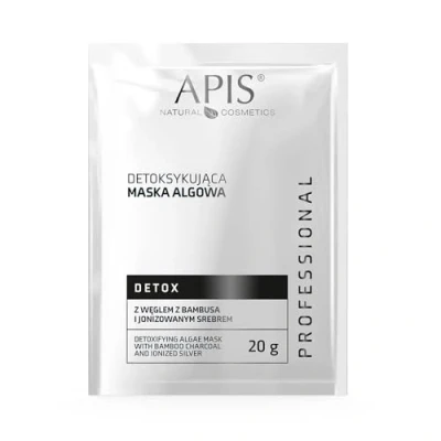 Image of Apis Professional Detox Detoksykująca Maska Algowa z Węglem Bambusa i Jonizowanym Srebrem dla Skóry Tłustej Mieszanej 20g
