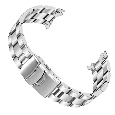 Image of Juntan Watch Replacement Strap 22mm Metal Straps for Men Women Tapered Band Stainless Steel Silver Deployment Buckle Curved Ends