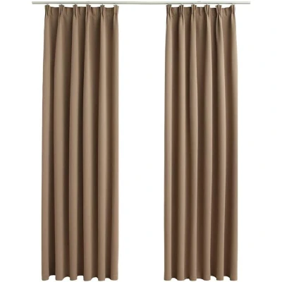 Image of vidaXL Blackout Curtains with Hooks 2 pcs Taupe 140x175 cm