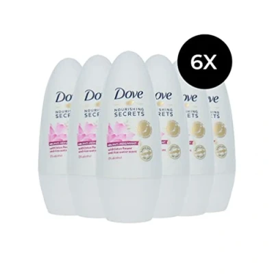 Image of DOVE Lotus Flower Rice Water Women&#039;s Deodorant Roll On Pack of 6 x 50 ml
