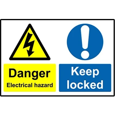 Image of Danger electrical hazard keep locked sign 1.2mm Rigid plastic 400mm x 300mm