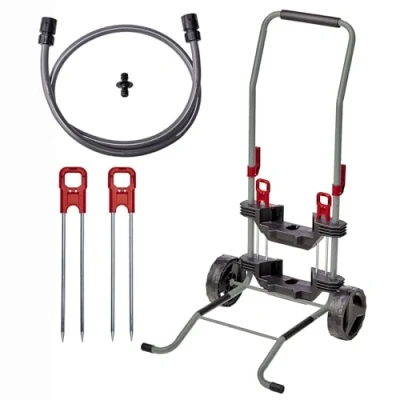 Image of Einhell Garden Trolley On Wheels Sack Truck with 75L Waste Sack, Max Load 50Kg Also Compatible GE HR 18/30 Cordless Hose Reel and Includes 1.5m Extension, 2 x Anchoring Stakes