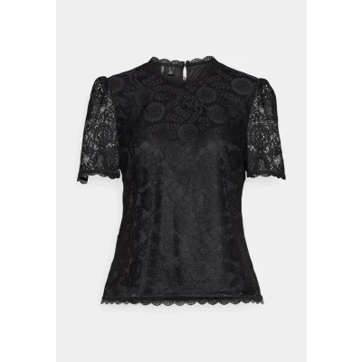 Image of PIECES Women&#039;s Pcolline Ss Lace Top Noos Tank, Black, XS