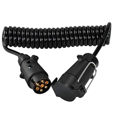 Image of Voilamart 3M 7Pin Trailer Extension Cable with Adapter Plug Socket Connector,7 Core Lead RV Electrical Wiring Connector for Towing Caravan Truck(Male to Female)