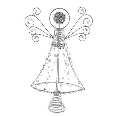 Image of Festive Productions Tree Topper : Silver Glitter Abstract Angel 18cm