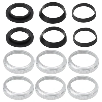 Image of VGOL 2 Sets Rubber Wedge Seal Flat Gasket Set with Brass Union Nuts for 1.25 Inch Sink Siphon Wash Basin Drain Pipe Odour Trap