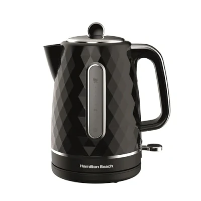 Image of Hamilton Beach Electric Kettle, Diamond, 1.7L, Boil Dry Protection, Diamond Texture, 360 Swivel Base, Easy Read Water Level Window, Built in Cord Storage, Black HBK8359B