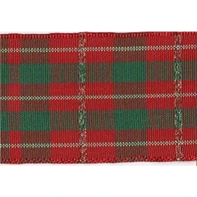 Image of 40mm Berisford Beaumont Tartan Ribbon 3 Red/Green per metre