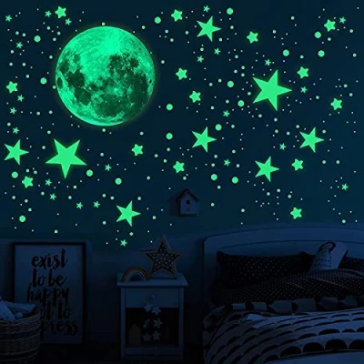 Image of CYH 563 Pieces Glow in The Dark Stars Wall Stickers, Moon and Luminous Fluorescent Star Sticker Ideal for Ceiling, Children&#039;s Room, Decoration