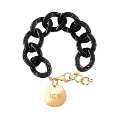 Image of ICE Jewellery chain bracelet black Chunky for women in colour with a gold medal (020354)