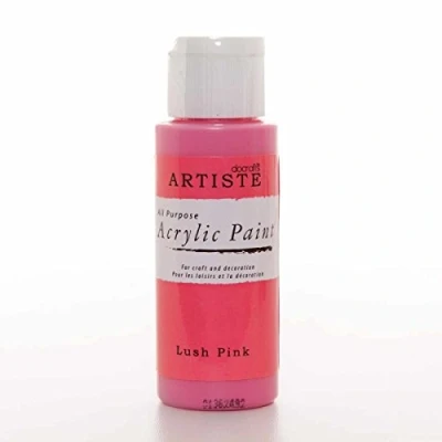 Image of Artiste Acrylic Paint 59ml 2Oz Lush Pink, Quick Drying Professional Art, Craft and Hobby Artists Paint, Vibrant Colour, Water Based Paints Cover All Surfaces with Ease, Ideal for Travel