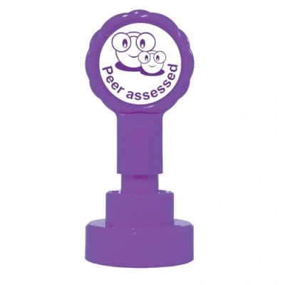 Image of Peer Assessed Smiley Face Self Inking Teacher Stamp (Purple/Violet)