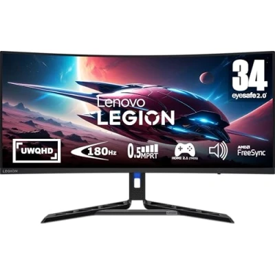 Image of Lenovo Legion R34w 30 34 inch Gaming Monitor UWQHD, 1440p, 180Hz, IPS, 0.5ms, HDMI, DP AMD Freesync Premium PS5, Xbox, PC screen