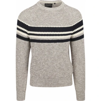 Image of Marc O&#039;Polo Highlight Striped Jumper, Men&#039;s, Size: XL, White cotton