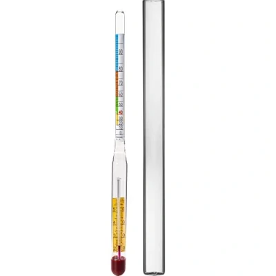 Image of Browin 405554 Alcoholometer with Thermometer and Measuring Cylinder, Scale: 0 96 %, for Alcohol Concentration in Vodka, Spirit, Wine, Mead, Cider Beer