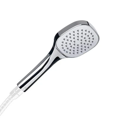 Image of TATAY Tokio Hand Shower, Rain Effect Jet, with Water Saving System, Chrome and White, 10 cm Diameter