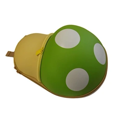 Image of Fat catz copy Kids Unisex Novelty 3D Super Mario Mushroom Power Up Backpack (Green Backpack)