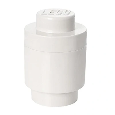 Image of LEGO Storage Brick 1 Knob Round White, Stackable Box, 950 ml, Ø123x183mm, Box with Lid, Desk for Kids &amp; Adults, Home Decor