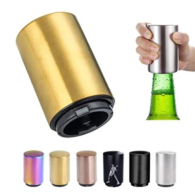 Image of Push Down Bottle Opener,Magnetic Openers,Beer Openers for Men Automatic Opener,Beer Cap Opener Tool,Kitchen Gadgets Novelty Unique Gifts Men(Golden)