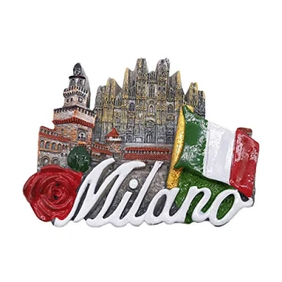 Image of 3D Landmark Milan Italy Refrigerator Fridge Magnet Tourist Souvenirs Handmade Resin Craft Magnetic Stickers Home Kitchen Decoration Travel Gift
