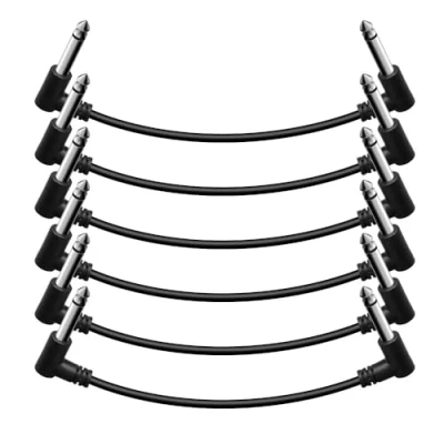 Image of Shaevle 6 inch Guitar Effect Pedal Patch Cables, Cable Cord, 1/4&quot; TS Right Angle (6PACK)