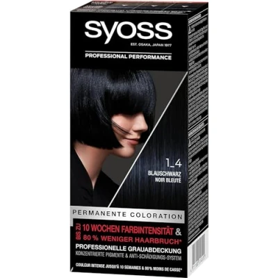 Image of Syoss Colour Coloration 1_4 Blue Black Level 3 (3 x 115 ml), Permanent Colouration for up to 10 Weeks of Intensity and 70% Less Hair Breakage*
