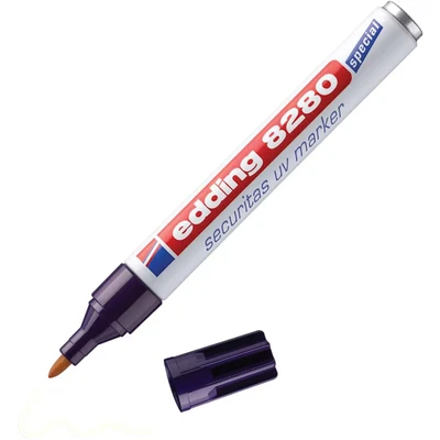 Image of edding 8280 securitas uv marker colourless 1 pen round nib 1.5 3 mm black light for hidden markings on almost any material security marker, invisible ink pen, magic geocaching