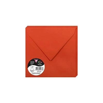 Image of Clairefontaine Ref 55733C Pollen Envelopes (Pack of 20) 165 x 165mm Sized, 120gsm Paper, Gummed Seal, Inkjet &amp; Laser Printer Compatible, Acid Free Coral Red