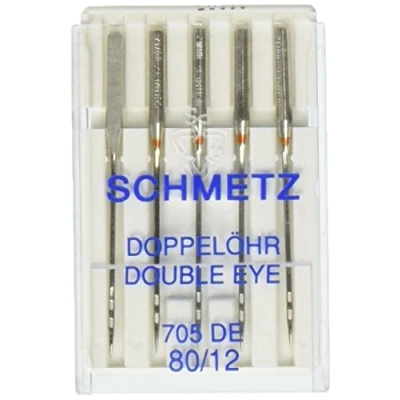 Image of Euro Notions Double Eye Machine Needles Size 12/80 5/Pkg, Other, Multicoloured, 2.63 x 7.71 11.39 cm