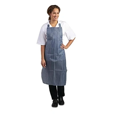 Image of Whites Chefs Apparel Waterproof Bib Apron Nylon Blue And White Stripe Restaurant