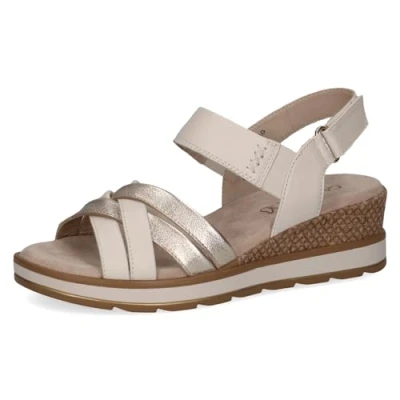 Image of CAPRICE Women&#039; 9 28752 42 Wedge Sandal, Offwhite Comb, 9.5 UK
