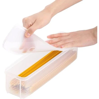 Image of Spaghetti Pasta Container Food Storage Box Kitchen Noodle Boxes Plastic Storages Stackable Containers Airtight Jar with Cover