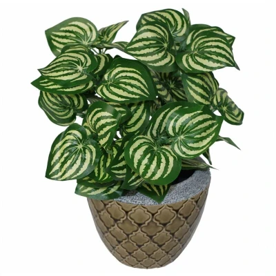 Image of Leaf Design UK Realistic Artificial Foliage Plant with Pot, Watermelon, 45cm