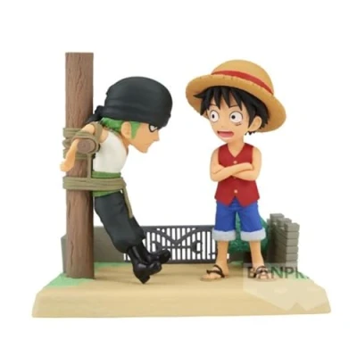 Image of Banpresto Luffy &amp; Zoro One Piece Action Figure, World Collectable Log Stories 7 cm BP88504 Multicolor