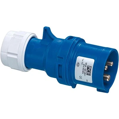 Image of PCE 013 6 Plug 16A 3P IP44 230Volt 240Volt Blue Cee Commando Industrial Hookup Plug. Camping, Outdoor Power