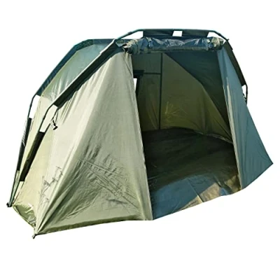 Image of KINGCARP 1 Man Bivvy Fishing Tent Shelter Waterproof 210D Quick Set Up, Insect Mesh Front Door PVC Viewing Panels Heavy Duty Groundsheet, Poles, Pegs &amp; Bag [25 1711]